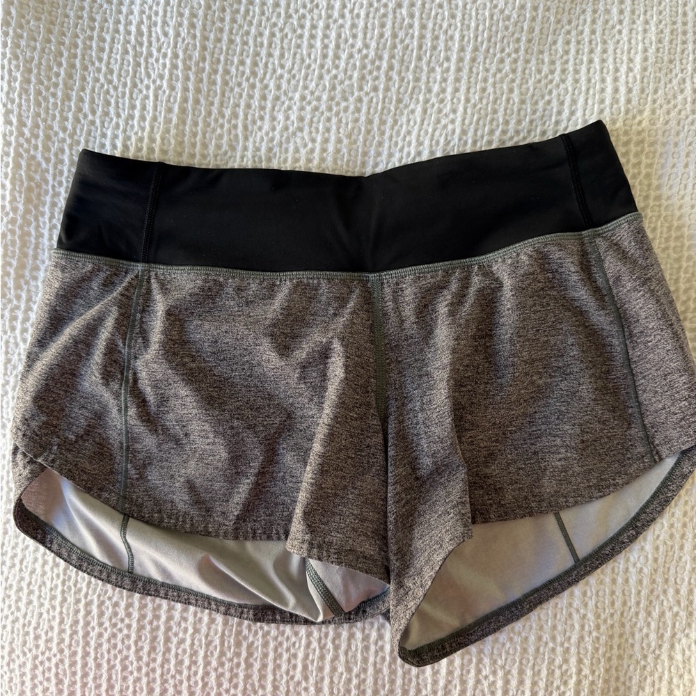 lululemon athletica Heathered Gray Shorts with Black Waistband